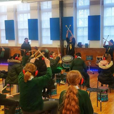 Katumba-Drumming-St-Patricks-Primary-School-Workshops-World-Cup-World-Culture - drumming liverpool moreover liverpool drumming workshop at beginner drumming liverpool - Drumming Group Liverpool